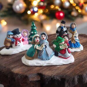 Byron Molds 1979 Christmas Ceramic Figurines Villagers Carolers Snowman -READ-